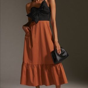 Anthropologie Hutch Bow Tie dress brown/black